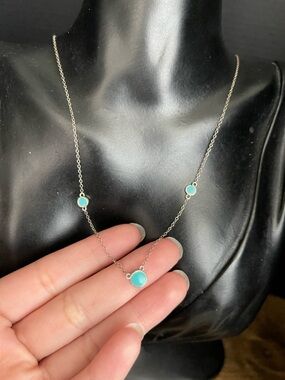 Sterling silver blue teal enamel 14 - 16 inch Italy